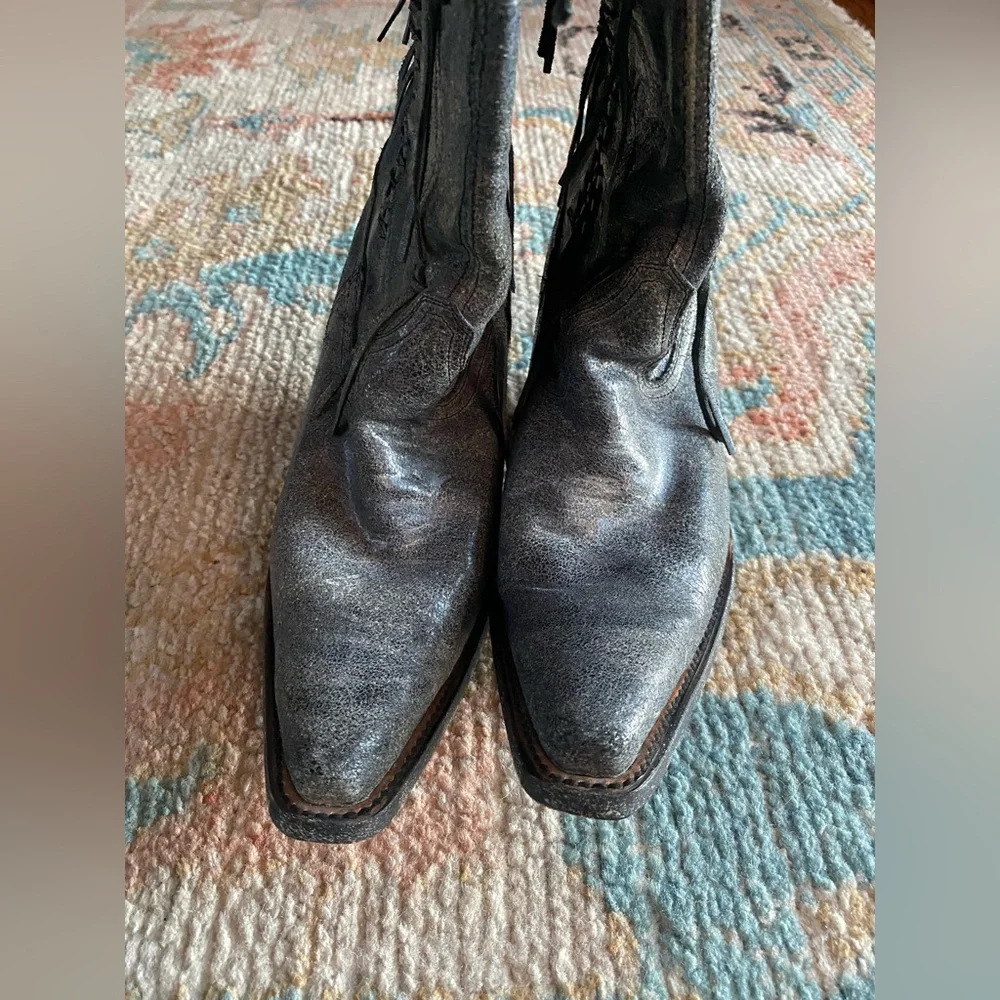 Corral Rustic Distressed Gray Fringe Tassel Cowgirl Boots Size 8 - Picture 7 of 7